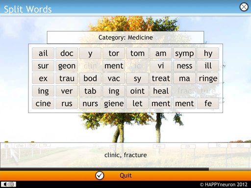 Screenshot: Split Words